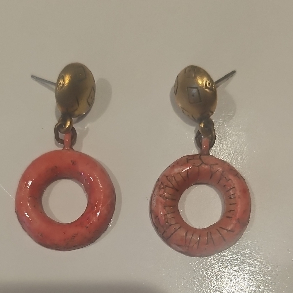 Chico's Coral and Brass Earrings